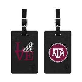 OTM Essentials Texas A&M University Faux Leather Luggage Tag, Durable Travel Accessories with Adjustable Strap and ID Card, Love