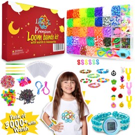 Loomartic 3000+ Colorful Rubber Loom Bands Kit with Premium Quality Watch in Loom Bands Refill Set with 30 Unique Colors and Art Supplies for Friendship Bracelet Making kit in Craft Storage Box
