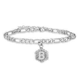 Silver Initial Anklets for Women Anklets for Girls Silver Letter Anklet Alphabet Foot Chain Jewelry (B)