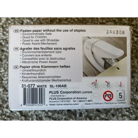 Plus Paper Clinch Compact Staple Free Staple Ivory White SL-106AB NEW