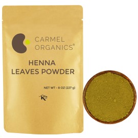 CARMEL ORGANICS Henna Leaves Powder (8 Ounce or 227 Grams) for Hair Color | Made by Natural and Pure Henna Leaves | No Added Preservatives or Color | Lawsonia inermis