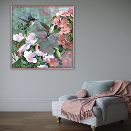 Diamond Art Dots Painting Kits for Adults, DIY Hummingbird Paint with Diamonds Large Size Full Drill Round Gem Jewel Crystal Paintings Kit for Home Wall Decoration (Hummingbirds 14x14 in)