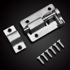 Jiozermi 10 Packs Barrel Bolt Latch, 2" Length and 1.35" Wide Slide Latch Lock, Stainless Steel Gate Latch with Mounting Screws