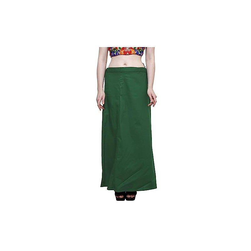 Stylesindia Women's Cotton Readymade Indian Inskirt Saree Petticoats Underskirt-Deep Green