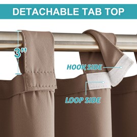 RYB HOME Gazebo Curtains Outdoor Waterproof - Detachable Top Outdoor Curtains Blackout Privacy Drapes for Patio Porch Balcony Pergola Pool Hut, 52 inch Wide x 95 inch Long, Mocha, 2 Pcs
