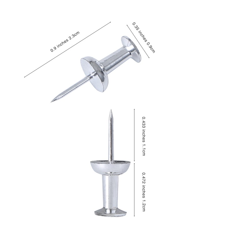 Silver Push Pins, 20 Pcs Metal Thumb Tacks Drawing Pins