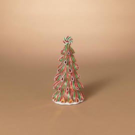 Gerson Battery Operated Lighted Clay Dough Holiday Candy Tree, 9.5 inch Height