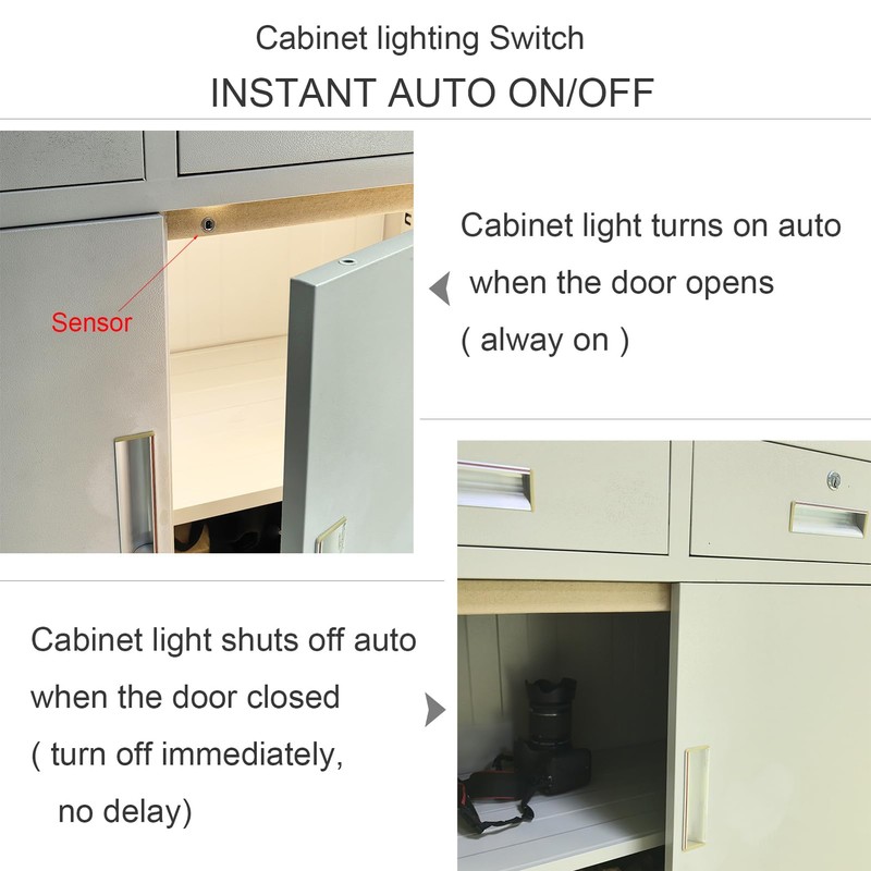 Yogcow 10mm 12V/24V Cabinet Door Activated Light Switch, Auto On/Off,