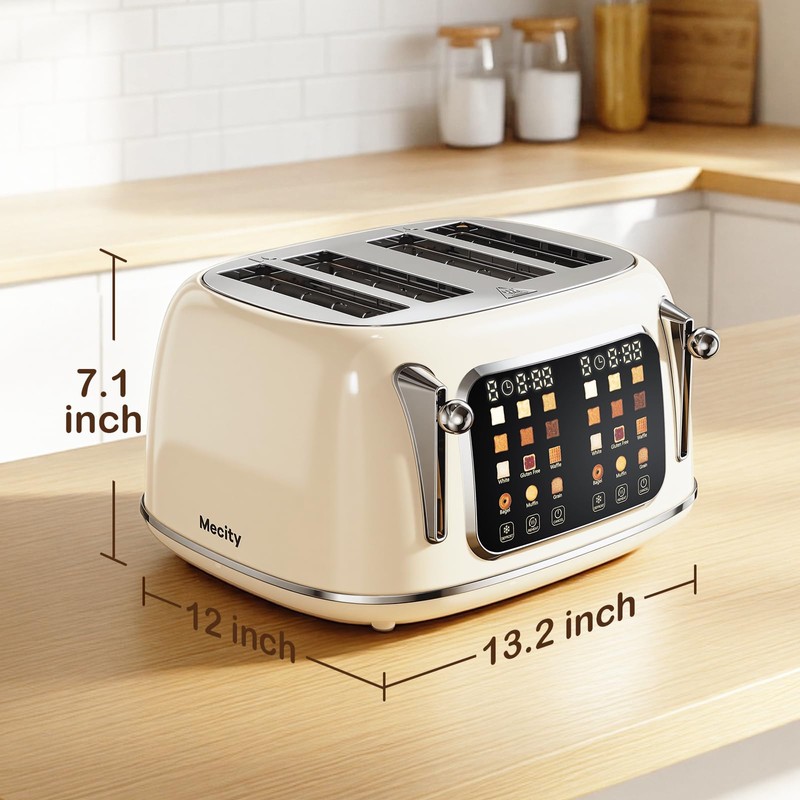 Mecity Toaster 4 Slice, Touch Screen Wide Slot Retro Toaster