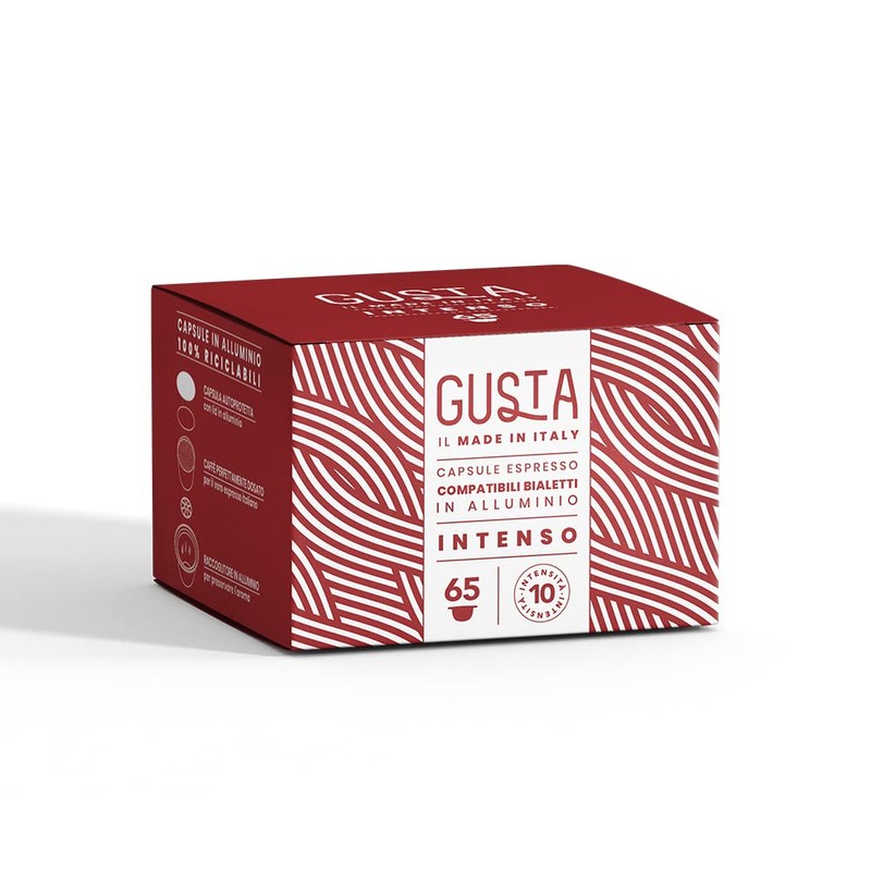 Gusta Compatibili Bialetti, In Alluminio, Gusto Intenso, Box Da 65,