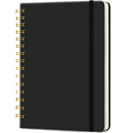 Spiral Notebook A5, 8.27"x5.7" Hardcover Notebook 160 Lined Pages Spiral Journal for Men Women Writing, Note Taking, Journaling, School, Work, Gift (Black)