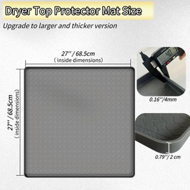 Iycnkok Washer and Dryer Covers for the Top - 27''x 27'' Silicone Protector Mat for Washing Machine Countertop - Non-slip Rubber Waterproof Dustproof Ideal for Laundry Kitchen - Gray 2 Pack