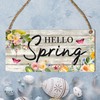 Hello Spring Wooden Plaque - Vibrant Flowers & Easter Eggs