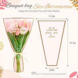 50 Pcs Flower Wrapping Bags Bouquet Sleeves with Ribbon and Floral Tapes,17.7x11 Inch Elegant Floral Packaging for Weddings,Birthdays and Graduations,DIY Gift Wrap,Professional Florist Supplies (Pink)