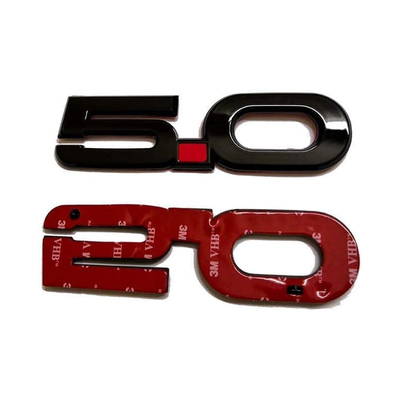 2pcs (Pair) 5.0 Emblem 3D Badge Decal Stickers Replacement for