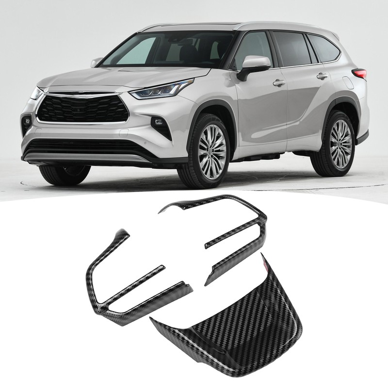 3pcs Steering Wheel Trim Kit Carbon Fiber Color ABS Frame