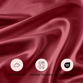 Seiwohl Satin Pillowcases for Hair and Skin 2 Pack & Satin Hair Scrunchie and Bonnet Set, Silky Pillow Cases with Envelope Closure, Burgundy, Standard Size 50x75 cm