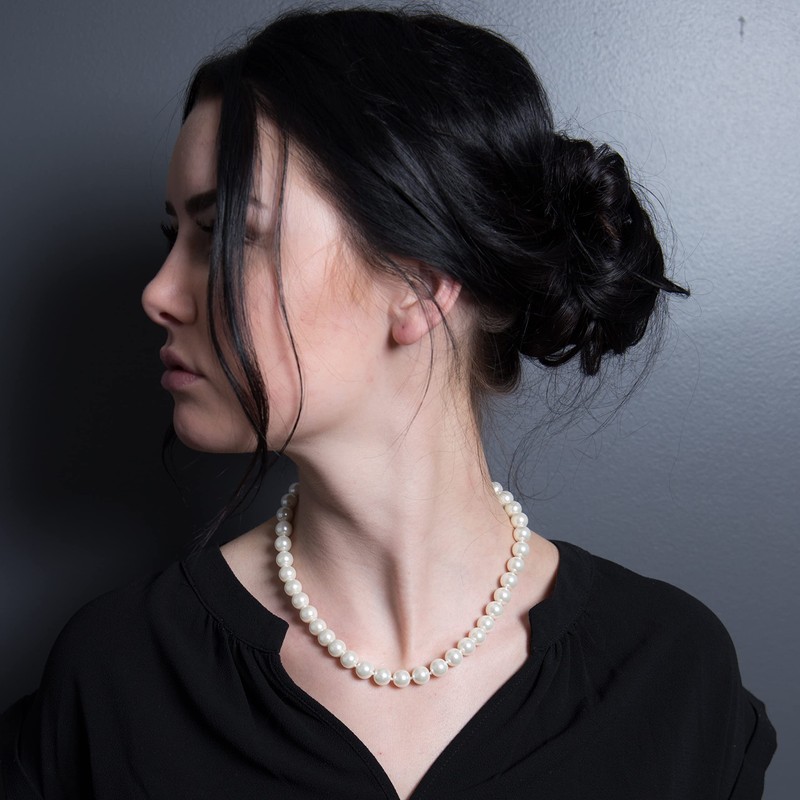 KEZEF Pearl Necklaces for Women - Simulated Faux Cream White