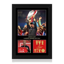 WIN FC Jurgen Klopp A4 Framed Photo Display - Reproduced Digital Signature - Gift For Liverpool Fans