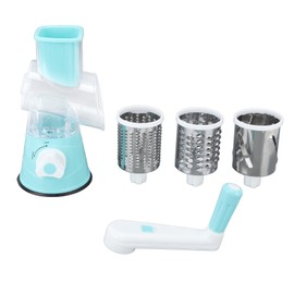 4 in 1 Rotary Cheese Grater Tabletop Drum Grater Manual Vegetable Cutter with Handle