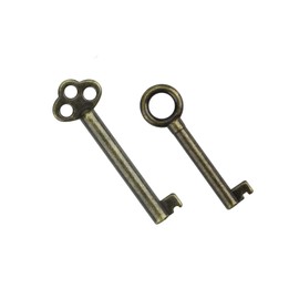 KY-6 and KY-13 Brass Skeleton Keys Antique Brass Plated Hollow Barrel Skeleton Key for Antique Cabinet Doors, Grandfather Clocks, Dresser Drawer - Vintage, Old Furniture