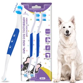 Dog Toothbrush - Dual Head Tooth Brush Newly Upgraded 60° Wavy Brush Head - Surrounds Teeth Like a Cloud for Dental Care and Cleaning - Suitable for Large/Medium and Small Dogs (Small Head End)