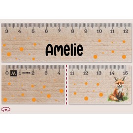 Wooden Ruler 15 cm - Start of School Wooden Ruler | 15 Wooden Ruler with Fox | Fox Wooden Ruler for Children | Children's Wooden Ruler 15 with Fox - 15 cm - Wood - 15 cm