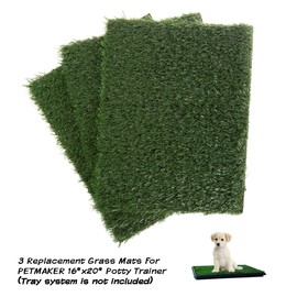 Replacement Grass Mats- Set of 3 Turf Pads for Puppy Potty Trainer (Tray System Not Included)- Indoor Restroom for Puppies & Small Pets by PETMAKER, 3 count(pack of 1)