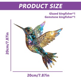 LINGJIA Pack of 2 20 x 20 cm Suncatcher Window, Crafts, Hummingbird Prism, Window, Crafts, Colourful Acrylic Decorations, Hanging, Garden, Indoor, Holiday Decorations, Women's Day Gifts