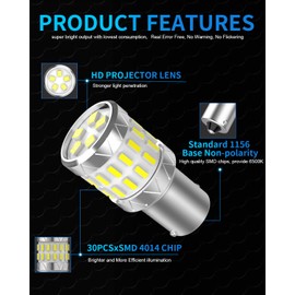 lupuauto 1156 PY21W BAU15S Turn Signal Bulbs White, Extremely Bright Low Power 7507 7506 Automotive Turn Signal Light Bulbs, Pack of 2