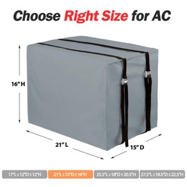 Window Air Conditioner Cover Outside Unit for Winter Insulation, Window AC Covers with 3 Layers Insulation, Waterproof & Dust-Proof Air Conditioner Covers for Window Units, 21"Lx16"Hx15"D - Grey