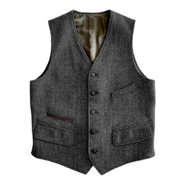 Solovedress Wool Suit Vest Formal Regular Fit Vest Suit Vest for Wedding Groomsmen, gray
