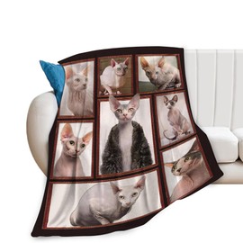 Hairless Cat Blanket Hairless Cat Gifts for Girls Boys Woman Kids Hairless Cat Lover Throw Blankets Soft Blanket Warm Fleece Flannel Plush Blankets for Bed Sofa Couch 40"x50"