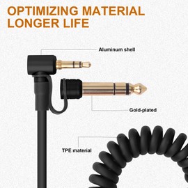 3.5mm Male to Male Replacement Audio Cable 6.5mm Extension Cord Compatible with Beats by Dr Dre Headphones Solo3 Solo2 Solo4 Studio3 Studio2 Detox Mixr Executive Headset (Black)