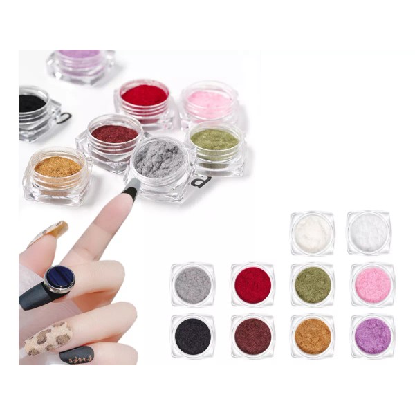 Mouyic Terciopelo Para Decoracion De Uñas 12 Frascos