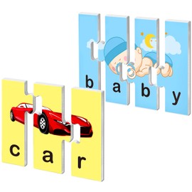 72 Word Spelling Puzzles with Error-Correction Mechanism in 3 and 4 Pieces, Perfect for Preschool Learning (36 Blocks Double Sided)