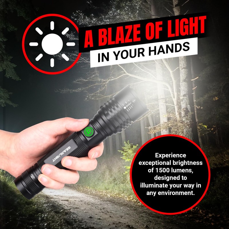 GearLight S2000 LED Rechargeable Flashlight High Lumens - Super Bright,