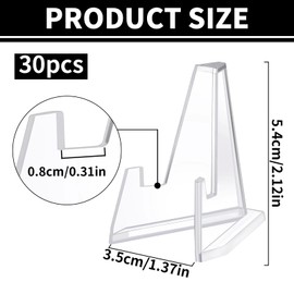 Display Stand, 30 pack Mini Clear Card Stands, Coin Display Holder Easel for Coins, Trading Cards, CDs, 2.13 Inch Tall