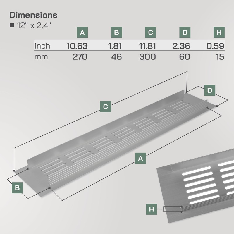 Vent Systems 300 x 60 mm / 12" x 2.4"