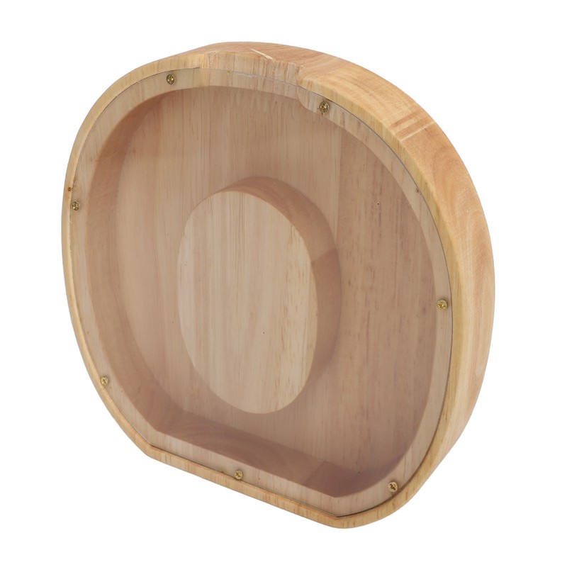 Letter Shaped Piggy Bank Wooden Transparent Panel Portable O Shaped