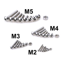 DollaTek 230Pcs M2 304 Stainless Steel Allen Hex Drive Button Head Socket Cap Bolts Screws Nuts Assortment Kit (M2)