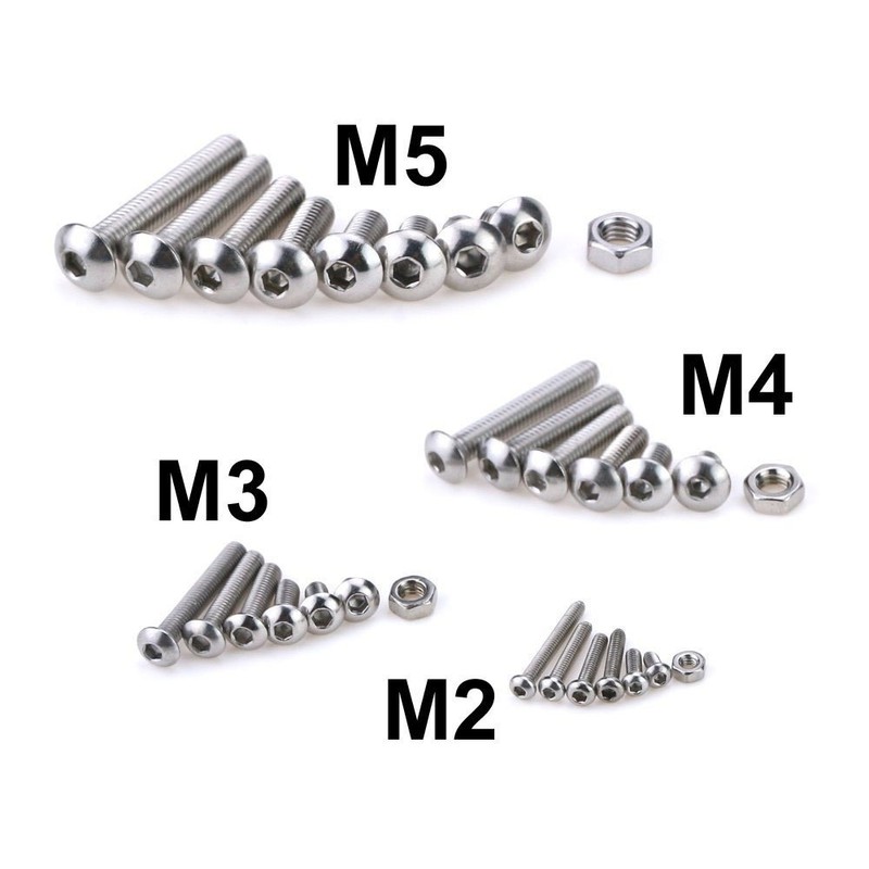 DollaTek 230Pcs M2 304 Stainless Steel Allen Hex Drive Button