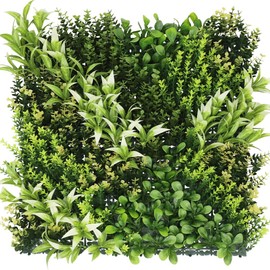 SunnyRoyal 6 Pcs Artificial Boxwood Panel 20"x20" 3D Topiary Hedge Greenery Wall Privacy Ivy Screen Faux Plant Décor Outdoor Indoor Use, #13Mixed