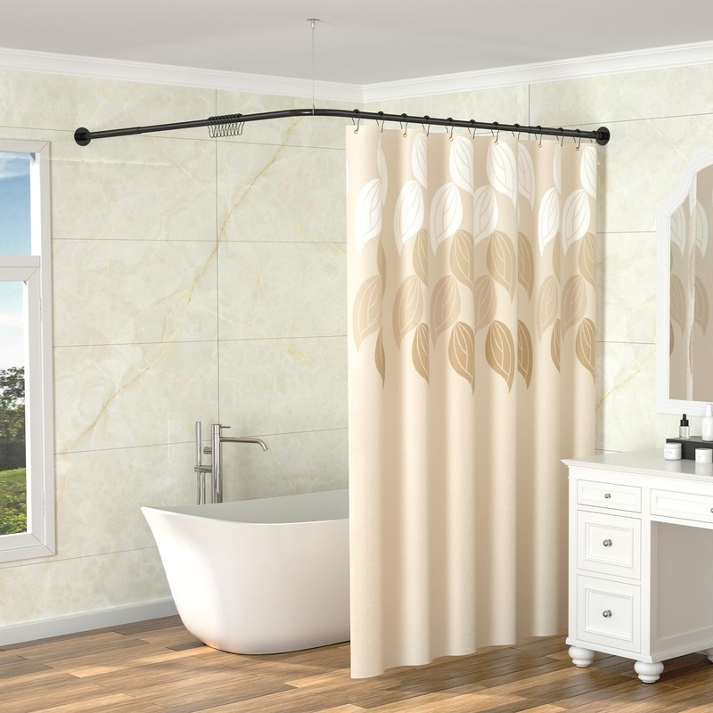 Yampos L Shaped Corner Shower Curtain Rod, 24" - 53"