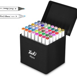 DTXDTech Alcohol Markers 48 Colors Dual Tip Art Markers Set Waterproof Ink Alcohol Coloring Markers Art Markers Drawing Gift for Painting,Note,Marking,White Cover