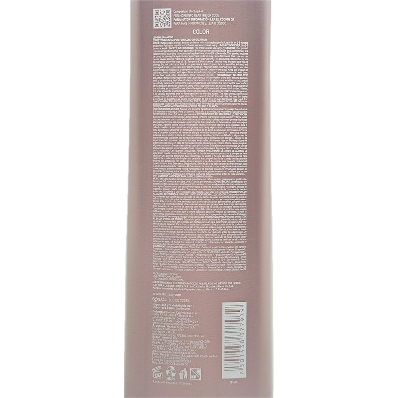 Tec Italy Lumina Shampoo for Blond and Gray Hair 1000ml/33.8oz