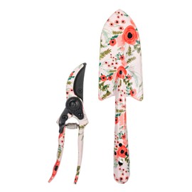 Ganz Garden Fashion Hand Tool Planting Trowel Shovel and Pruning Shear Starter Kit Metal Floral Set of 2