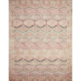 Loloi II Layla LAY-17 Printed Pink / Lagoon Area Rug 7'-6" x 9'-6"