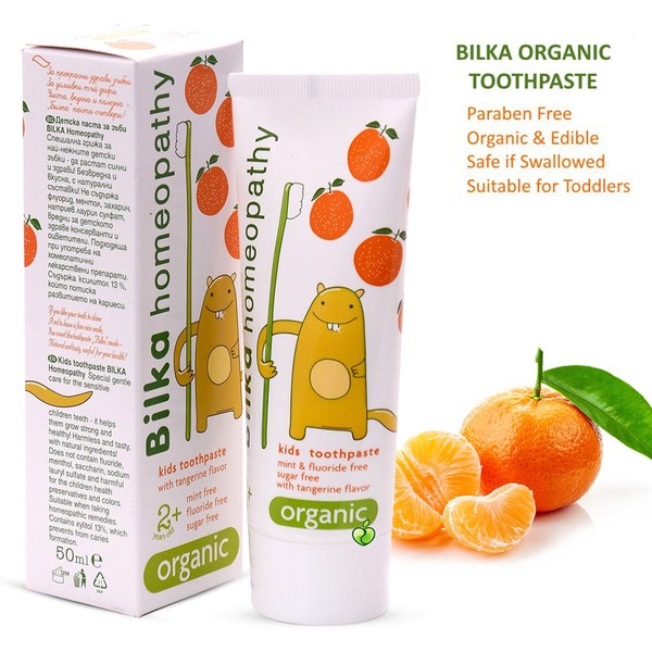 3 x Bilka Homeopathy Kids Toothpaste 2y+, 6y+ ORGANIC Tangerine,