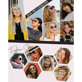 MIZZEO Square Sunglasses for Women Men, Oversized Polarized Aviator Sunglasses, Classic Trend Ladies Sunglasses Sparkling Large Pearl Frame (Orange Gradient Lens)